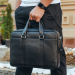 Чоловічий шкіряний портфель Feran, чорний
