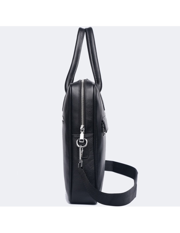 Шкіряний чоловічий портфель для ноутбука Helion, чорний