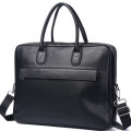 Шкіряний чоловічий портфель для ноутбука Helion, чорний