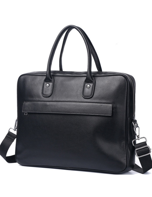 Шкіряний чоловічий портфель для ноутбука Helion, чорний