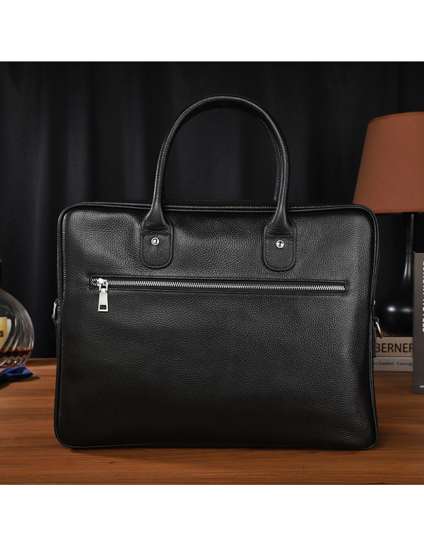 Шкіряний чоловічий портфель для ноутбука Helion, чорний
