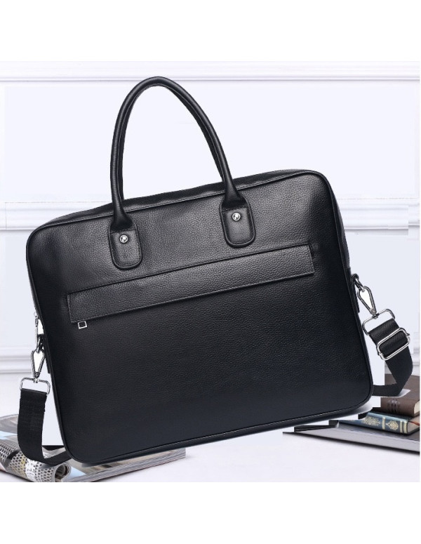 Шкіряний чоловічий портфель для ноутбука Helion, чорний