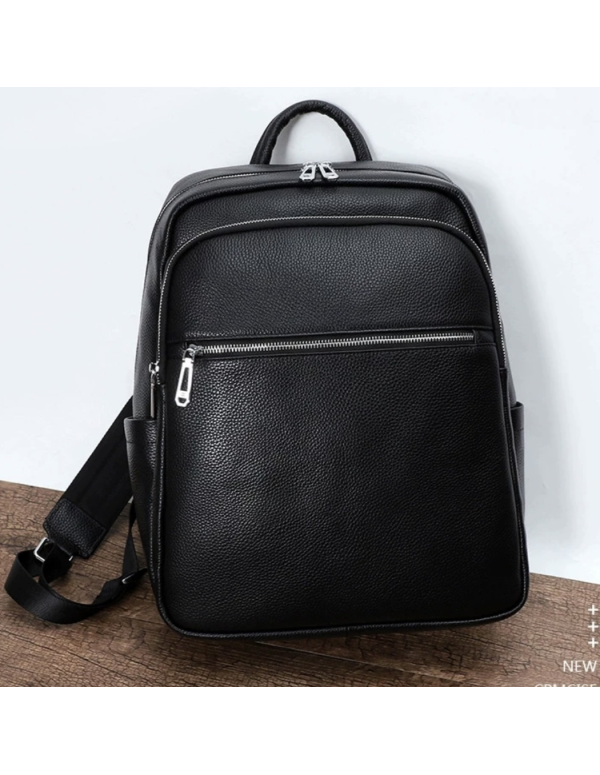 Чоловічий шкіряний рюкзак для поїздок Prado,чорний