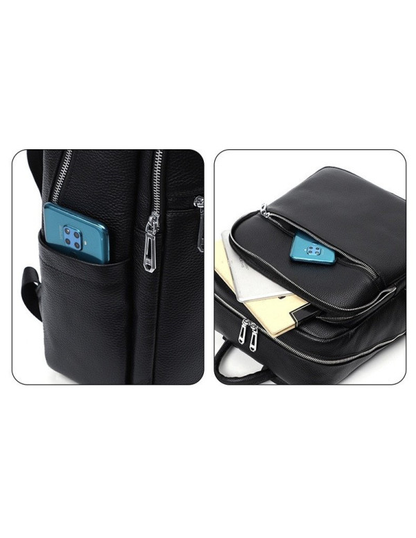 Чоловічий шкіряний рюкзак для поїздок Prado,чорний