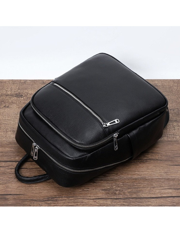 Чоловічий шкіряний рюкзак для поїздок Prado,чорний