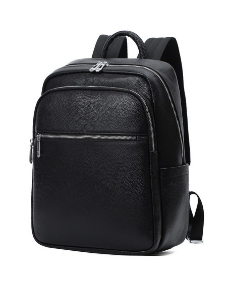 Чоловічий шкіряний рюкзак для поїздок Prado,чорний