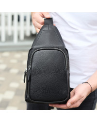 Чоловіча сумка з натуральної шкіри Aosta, чорна