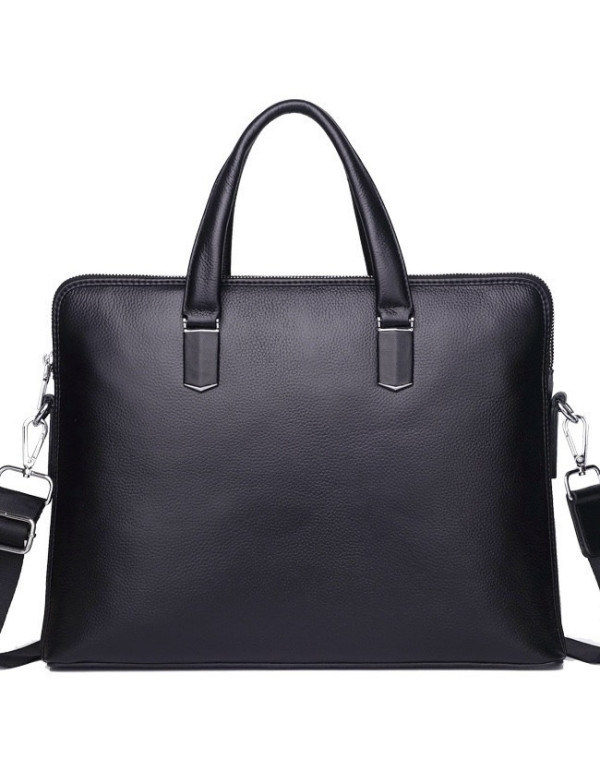 Шкіряний чоловічий діловий портфель Warden, чорний