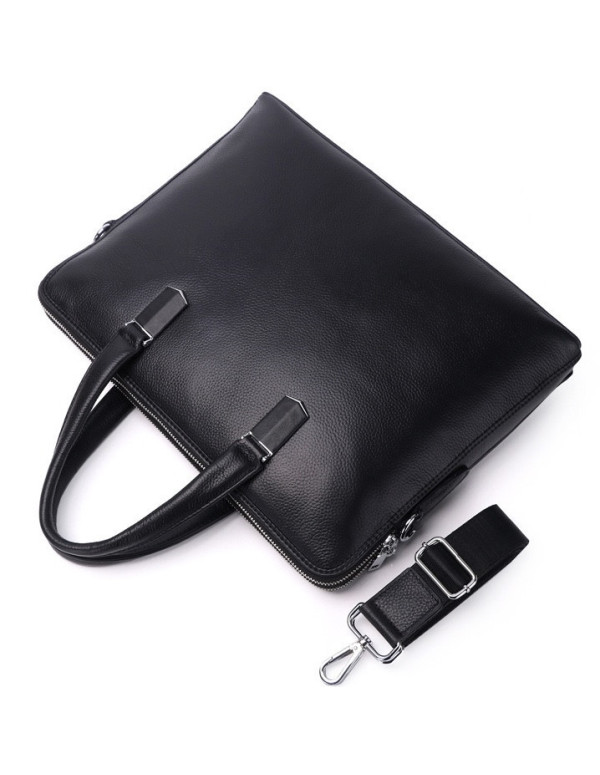 Шкіряний чоловічий діловий портфель Warden, чорний