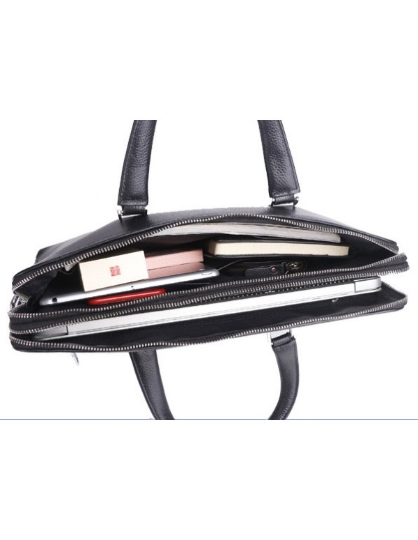 Шкіряний чоловічий діловий портфель Warden, чорний