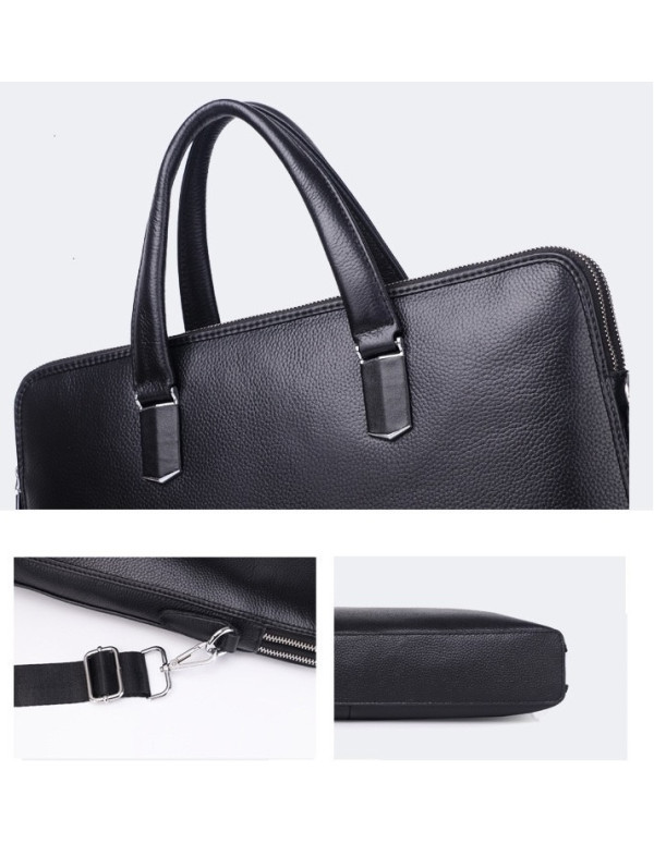 Шкіряний чоловічий діловий портфель Warden, чорний