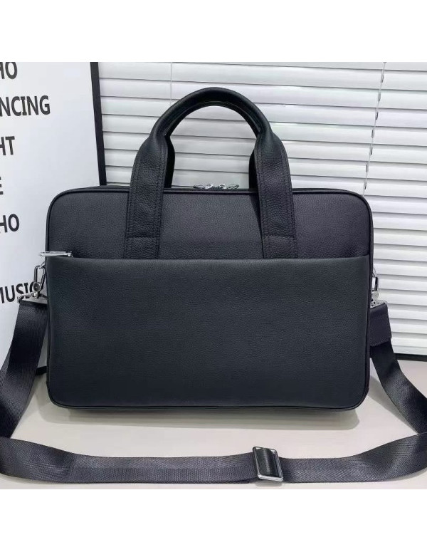 Шкіряний діловий портфель для ноутбука Delaro, чорний