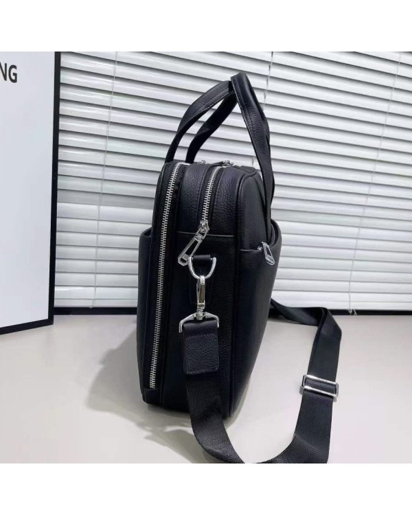 Шкіряний діловий портфель для ноутбука Delaro, чорний
