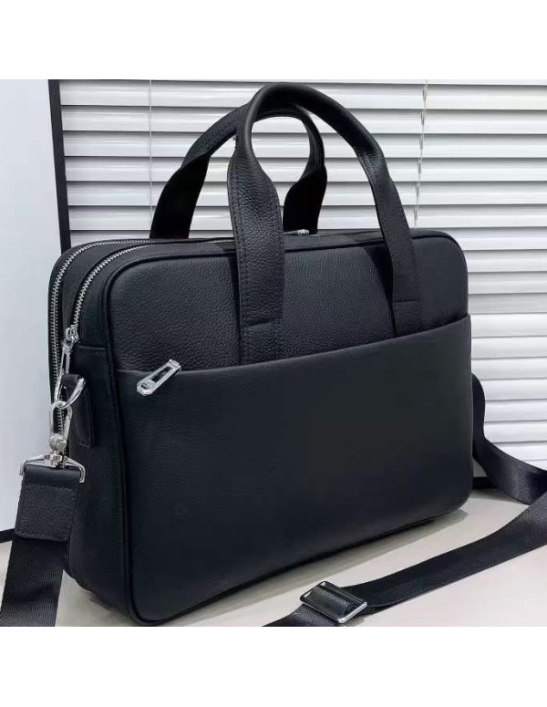 Шкіряний діловий портфель для ноутбука Delaro, чорний