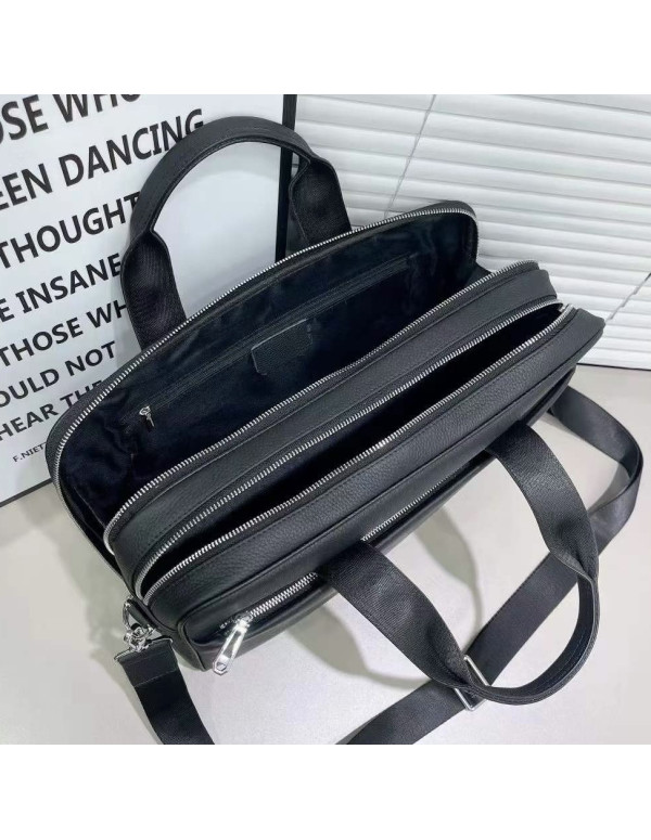 Шкіряний діловий портфель для ноутбука Delaro, чорний