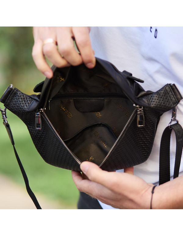 Чоловіча нагрудна умка бананка з натуральної шкіри Moorano