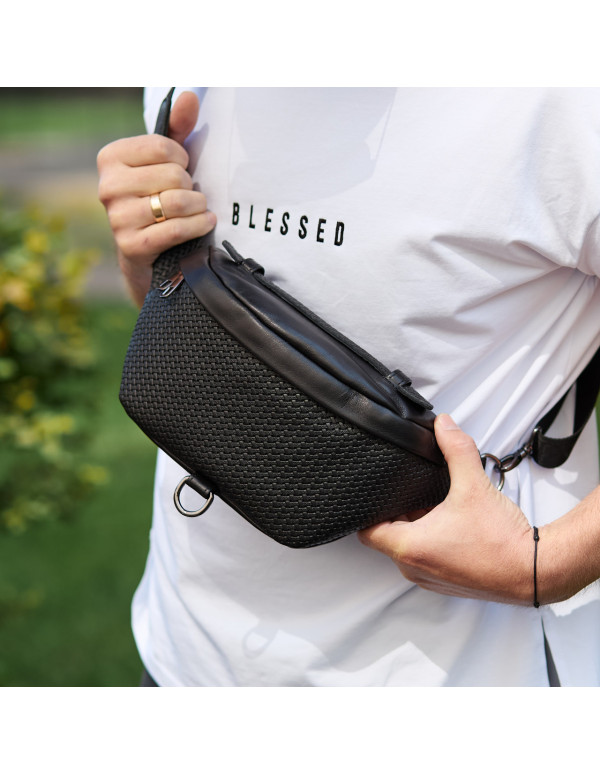 Чоловіча нагрудна умка бананка з натуральної шкіри Moorano