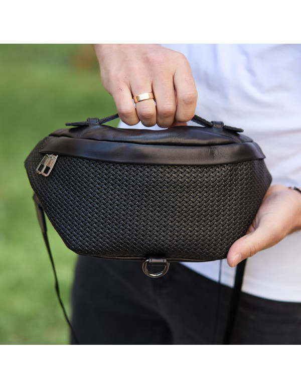 Чоловіча нагрудна умка бананка з натуральної шкіри Moorano