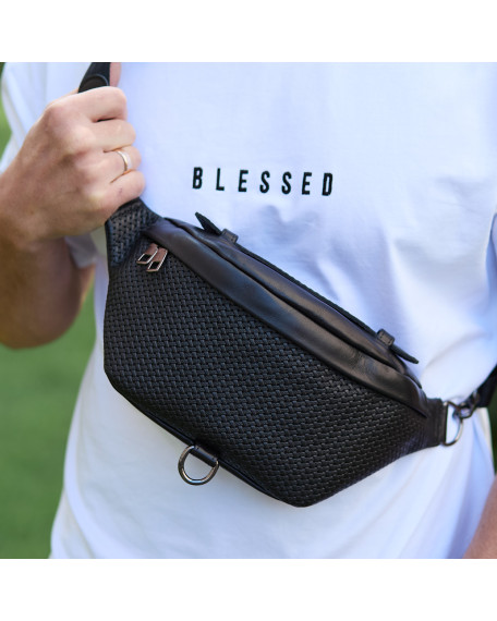 Чоловіча нагрудна умка бананка з натуральної шкіри Moorano