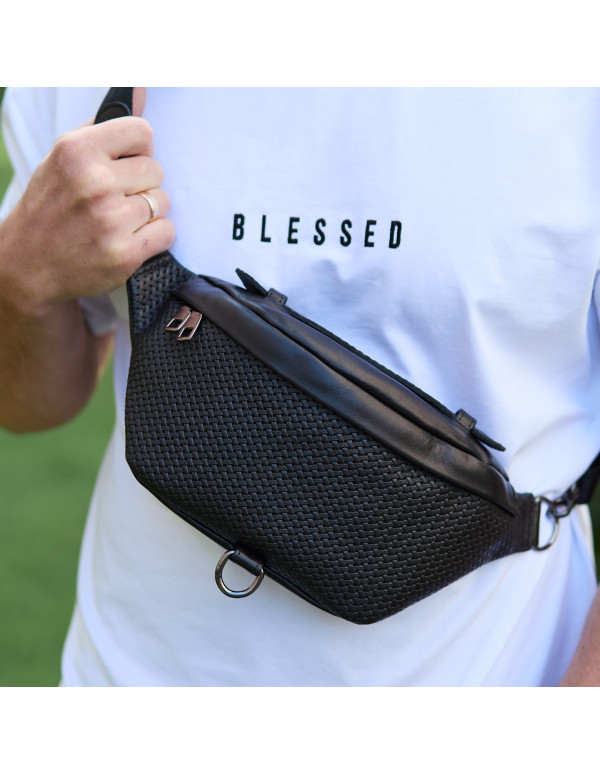 Чоловіча нагрудна умка бананка з натуральної шкіри Moorano