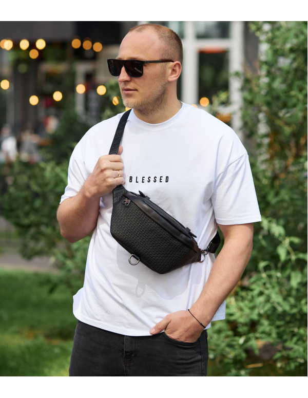 Чоловіча нагрудна умка бананка з натуральної шкіри Moorano