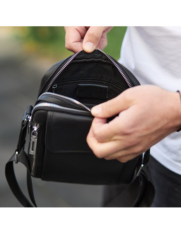 Чоловіча шкіряна сумка-барсетка Arpino, чорна