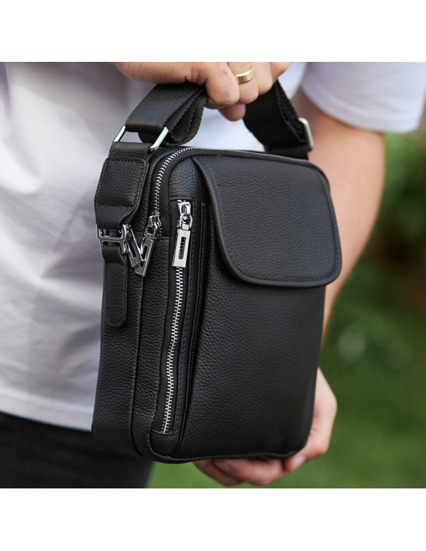 Чоловіча шкіряна сумка-барсетка Arpino, чорна