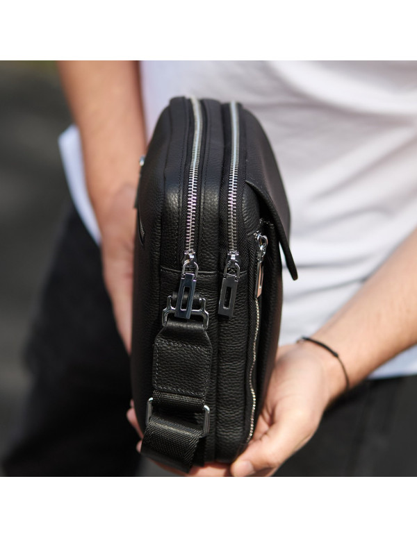 Чоловіча шкіряна сумка-барсетка Arpino, чорна