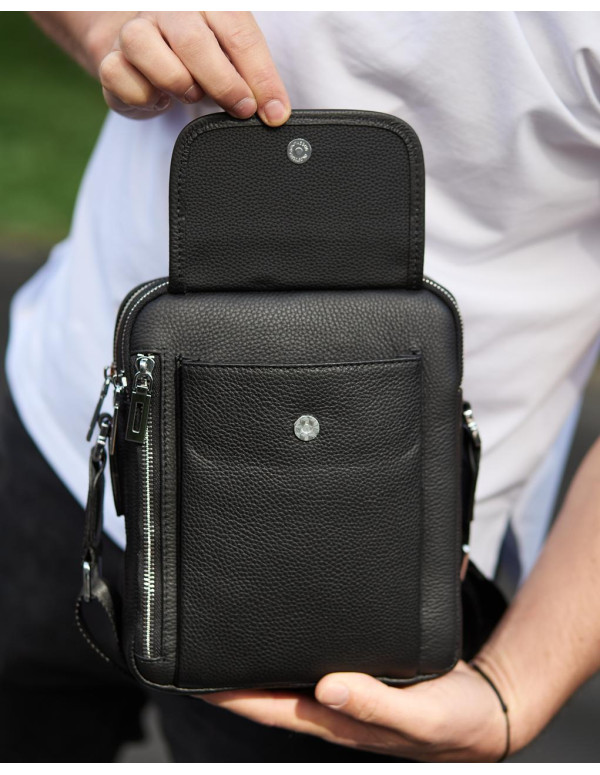 Чоловіча шкіряна сумка-барсетка Arpino, чорна