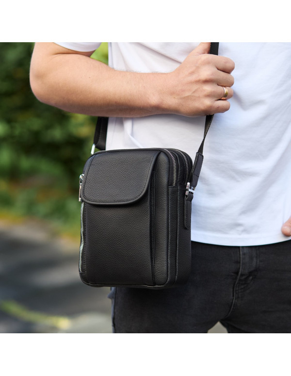 Чоловіча шкіряна сумка-барсетка Arpino, чорна