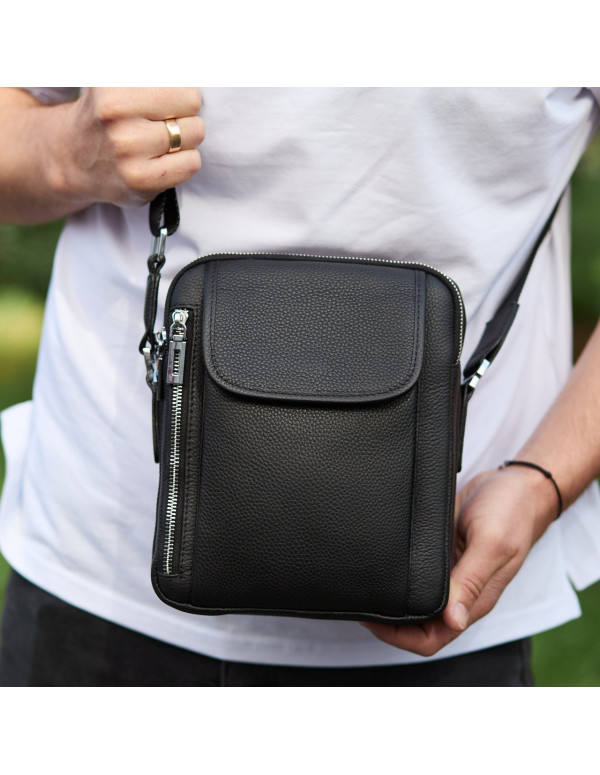 Чоловіча шкіряна сумка-барсетка Arpino, чорна