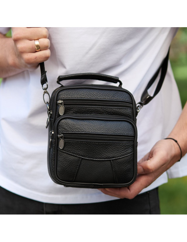 Чоловіча сумка-барсетка шкіряна Brunat, чорна