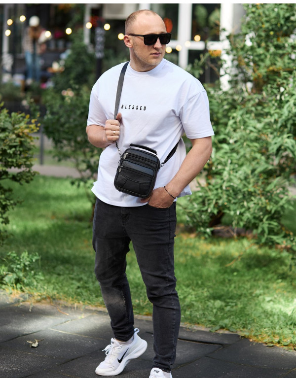 Чоловіча сумка-барсетка шкіряна Brunat, чорна