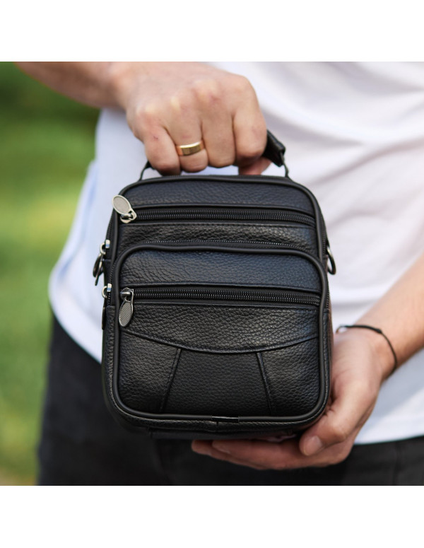 Чоловіча сумка-барсетка шкіряна Brunat, чорна