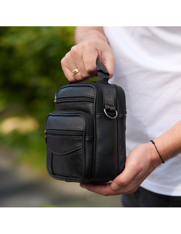 Чоловіча сумка-барсетка шкіряна Brunat, чорна