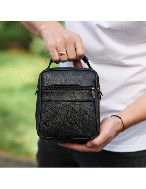 Чоловіча сумка-барсетка шкіряна Brunat, чорна