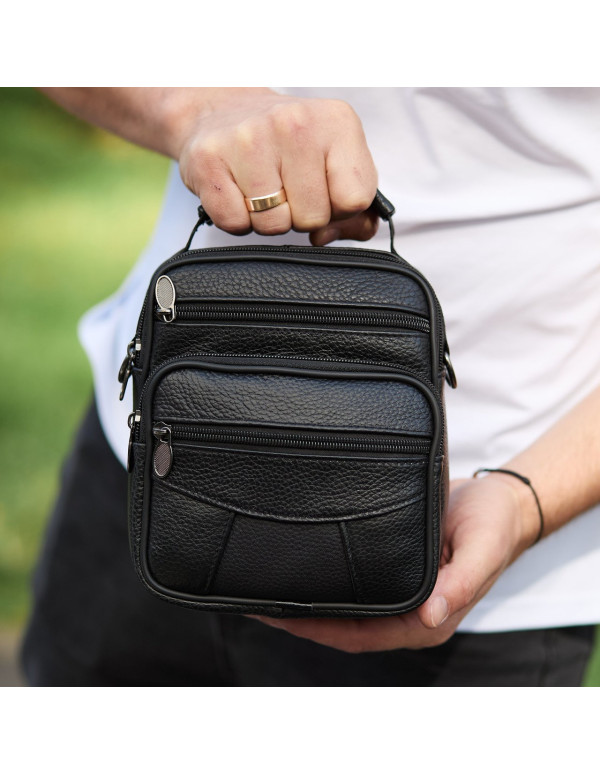 Чоловіча сумка-барсетка шкіряна Brunat, чорна
