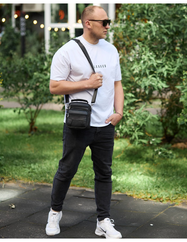 Чоловіча сумка-барсетка шкіряна Brunat, чорна