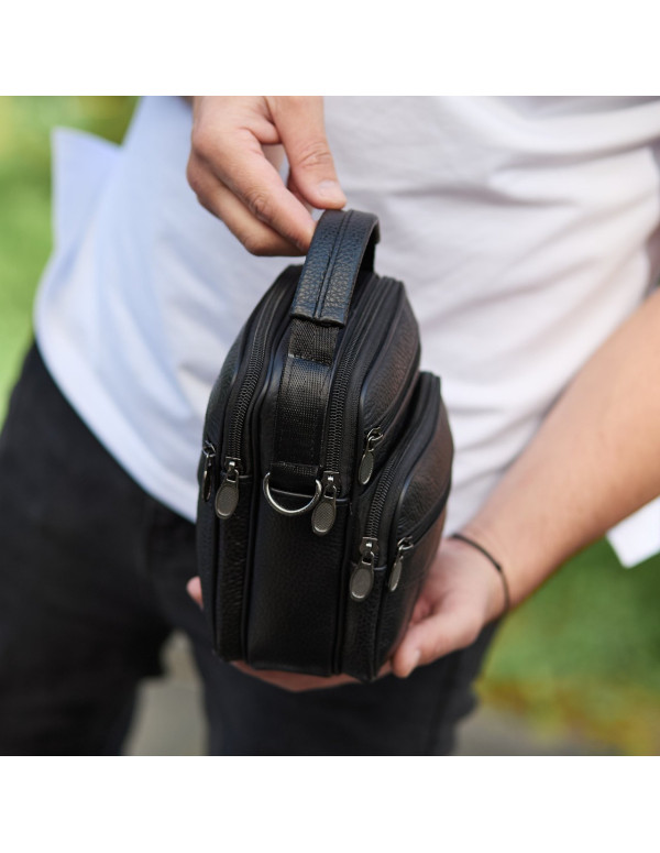 Чоловіча сумка-барсетка шкіряна Brunat, чорна