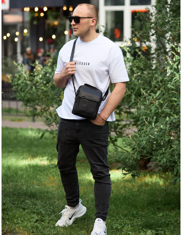 Сумка-барсетка чоловіча через плече Corvani, чорний колір