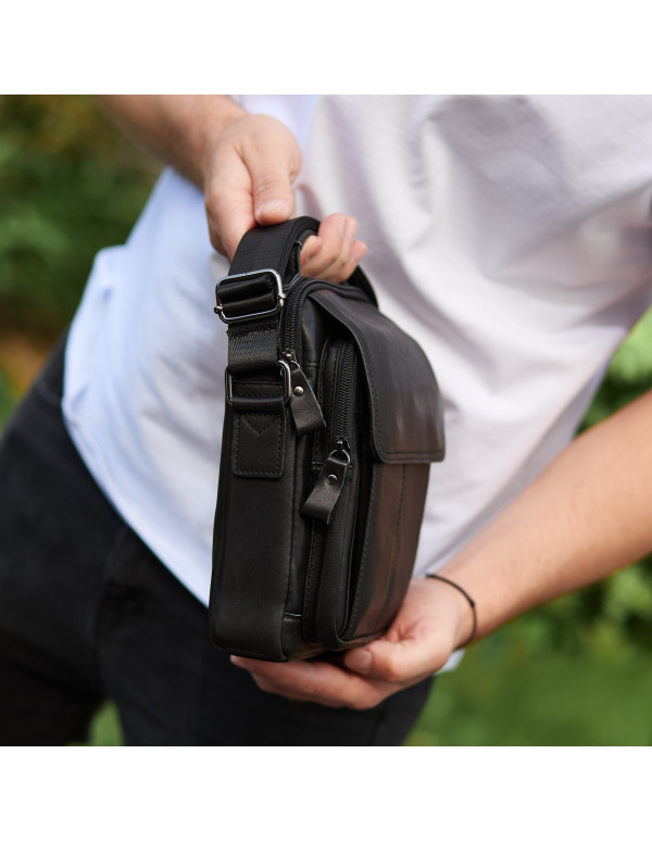 Сумка-барсетка чоловіча через плече Corvani, чорний колір