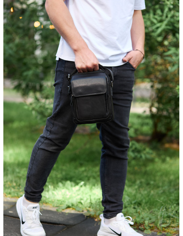 Сумка-барсетка чоловіча через плече Corvani, чорний колір