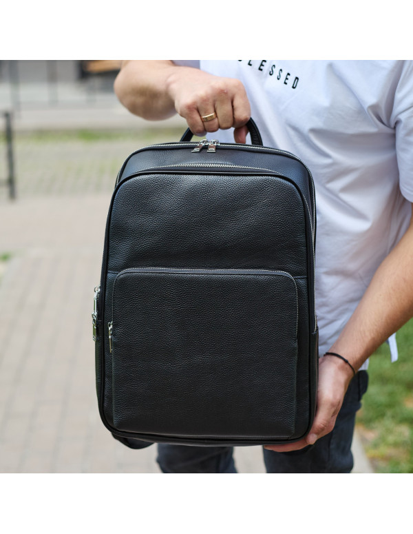 Класичний чоловічий рюкзак зі шкіри Belluno, чорний