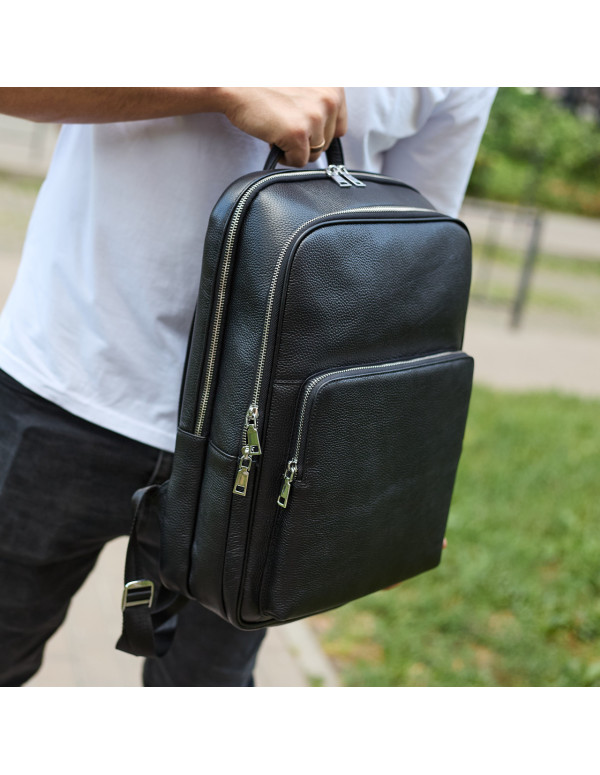 Класичний чоловічий рюкзак зі шкіри Belluno, чорний