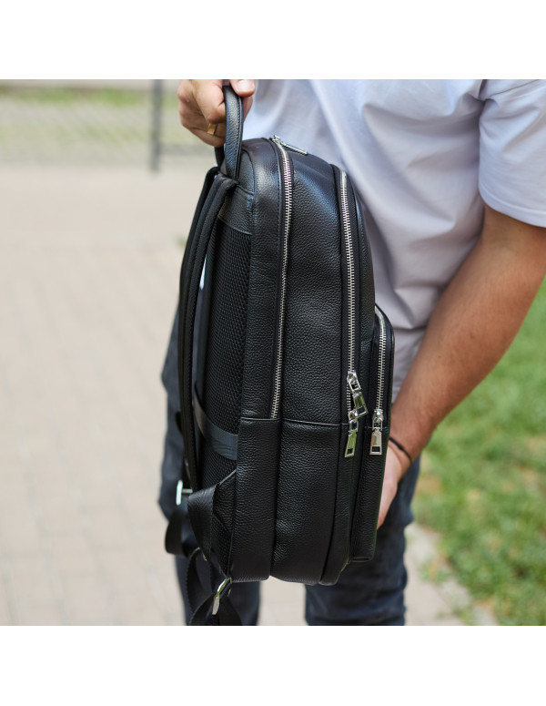 Класичний чоловічий рюкзак зі шкіри Belluno, чорний
