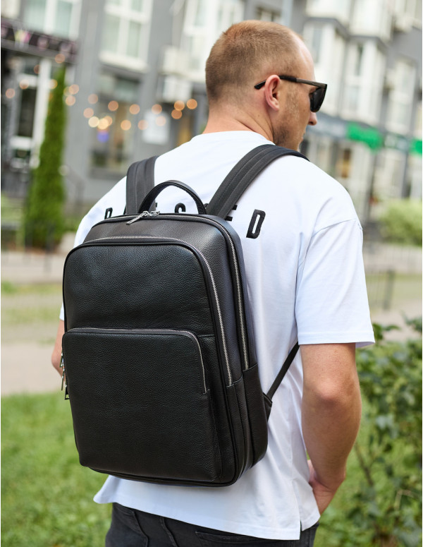 Класичний чоловічий рюкзак зі шкіри Belluno, чорний