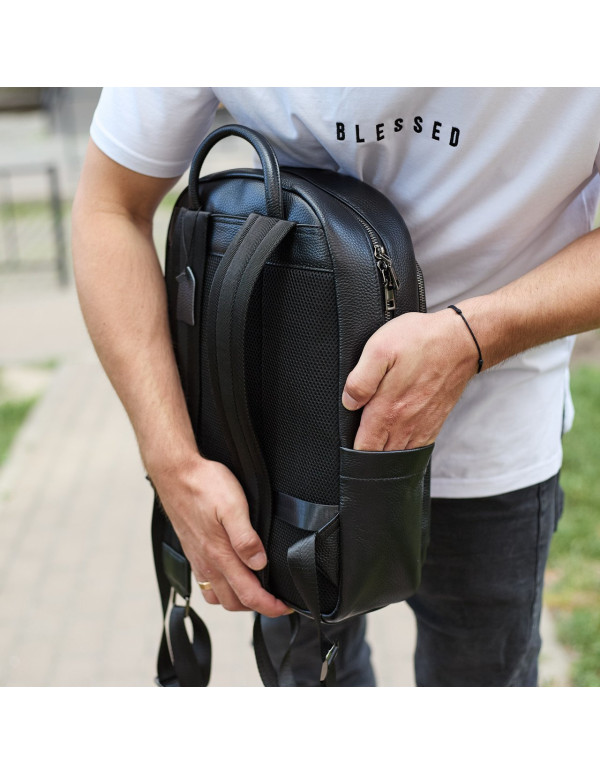 Чоловічий шкіряний рюкзак Grand, чорний