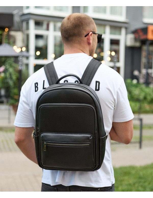 Чоловічий шкіряний рюкзак Grand, чорний