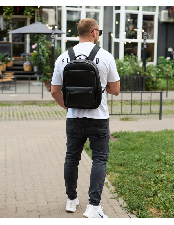 Чоловічий шкіряний рюкзак Grand, чорний