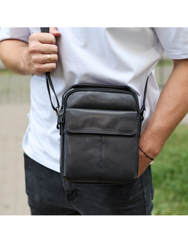 Чоловіча шкіряна сумка Cervia, чорна